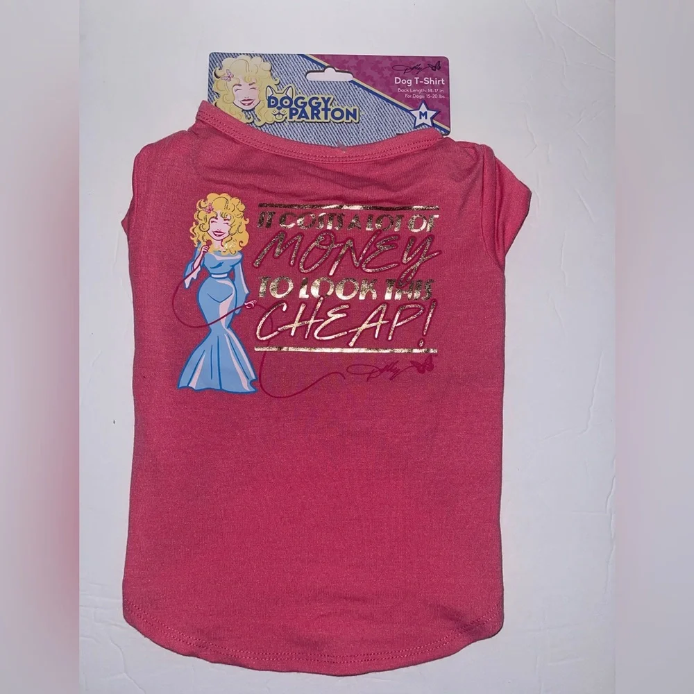 New Dolly Parton Doggy Parton Pink T-Shirt Dog‎ Clothes Size Medium